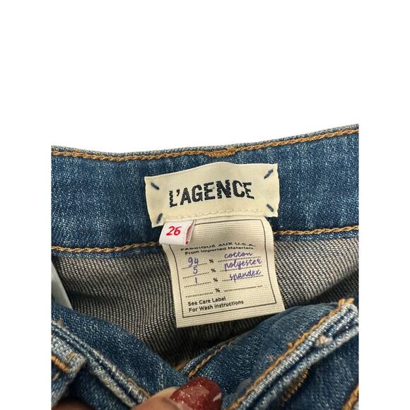 L'AGENCE El Matador Jeans Rustic Blue High Rise Distressed Cropped Denim Size 26 - Picture 3 of 12